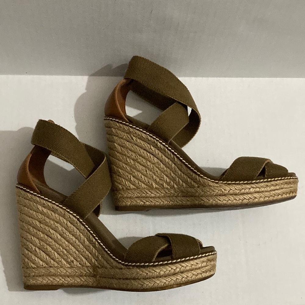 Tory Burch Adonis wedge sandals.